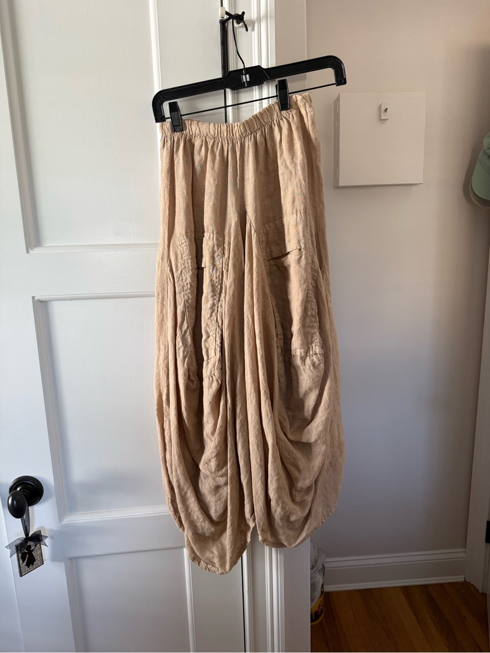 Tempo Paris Beige Balloon Maxi Skirt with Gathered Panels